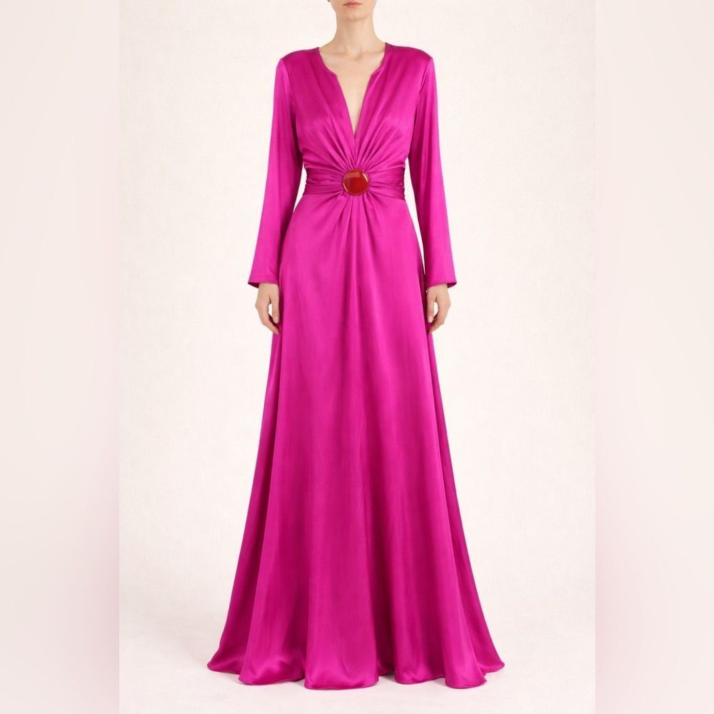 silvia tcherassi zarina silk maxi dress fuchsia L